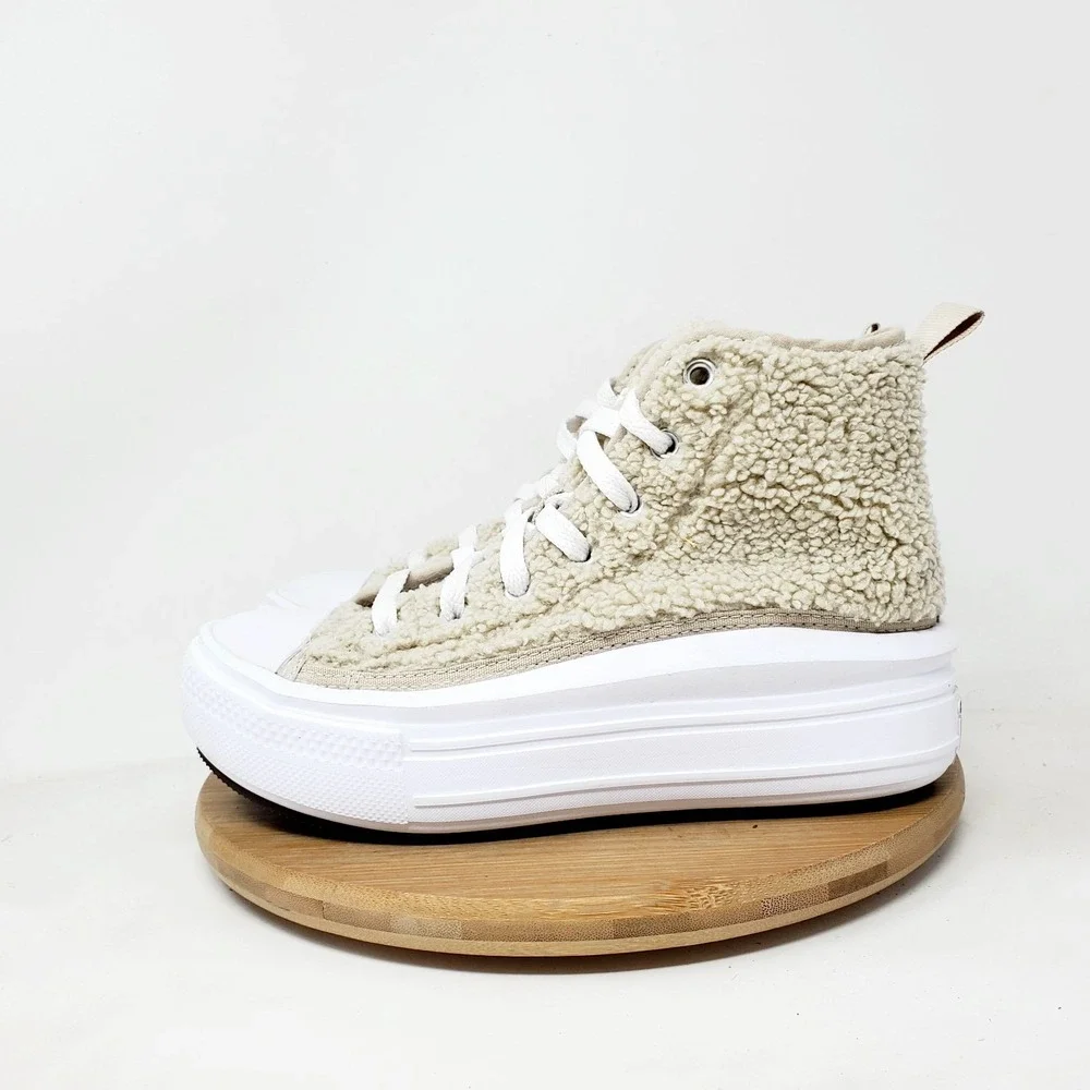 Converse Move Platform Sherpa Kids 2 Fluffy Fuzzy Chuck Taylor All Star Shoes